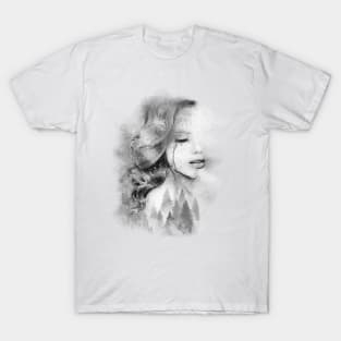 misty forest woman T-Shirt